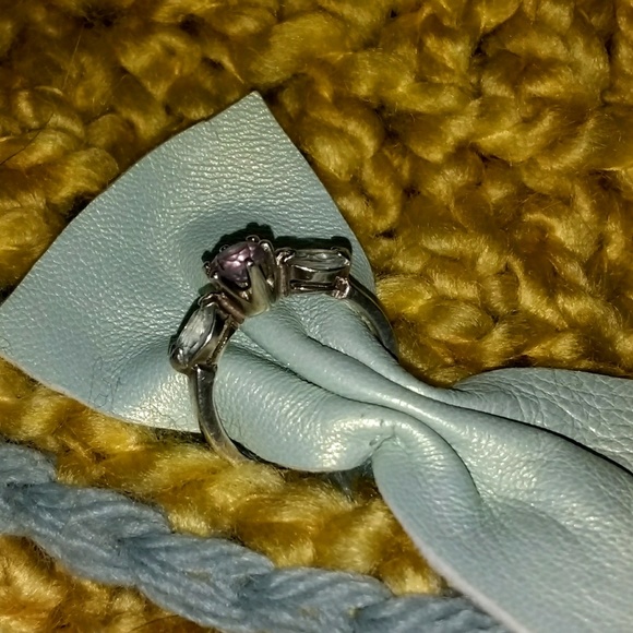 VINTAGE STERLING SILVER AMETHYST BLUE TOPAZ RING - Picture 2 of 3